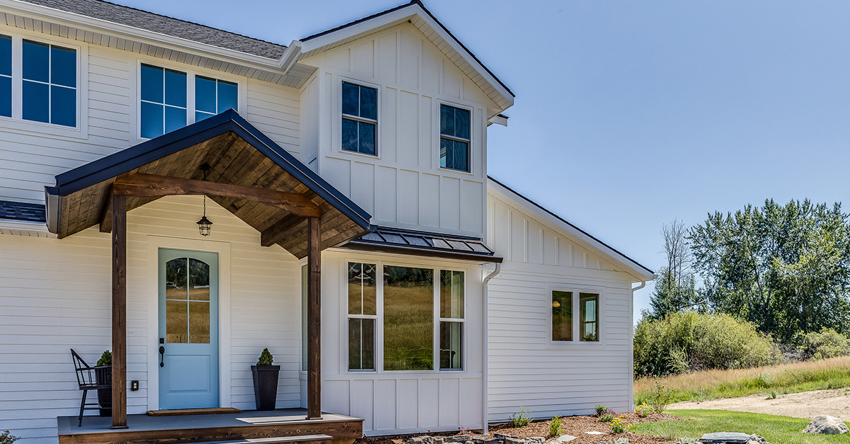 A new construction home on a sunny day