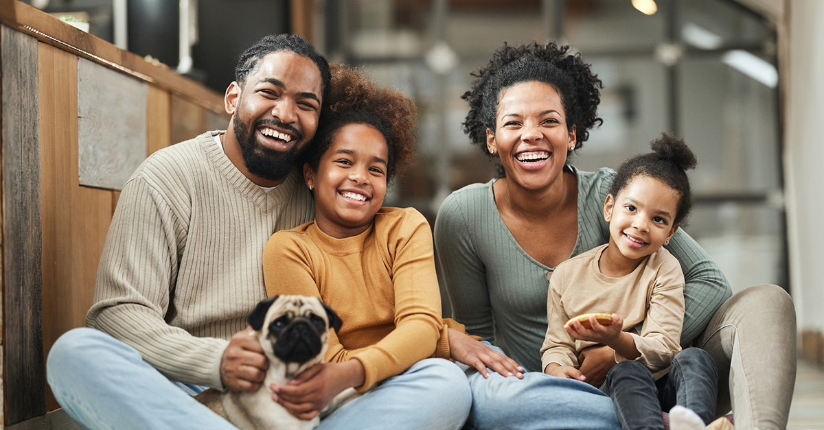 A happy family with two kids