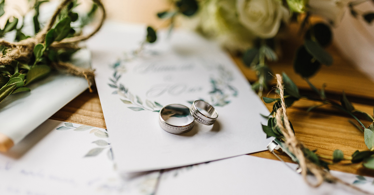 Wedding rings side by side